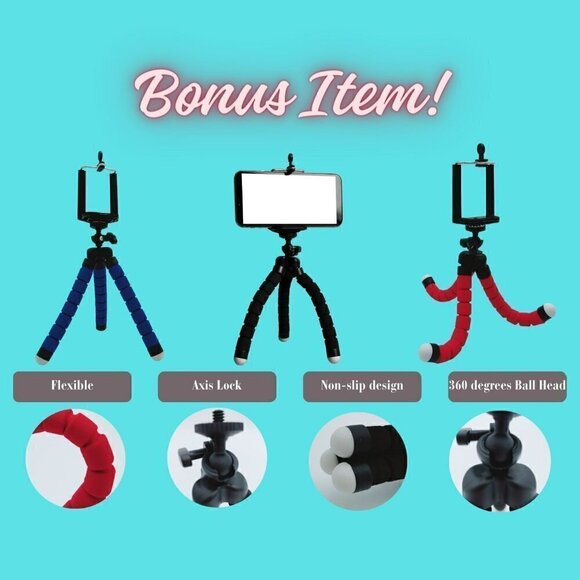 Universal Cell Phone Holder Bracket Clamp, Gooseneck Bed Table Desk Stand, Black - Picture 5 of 5